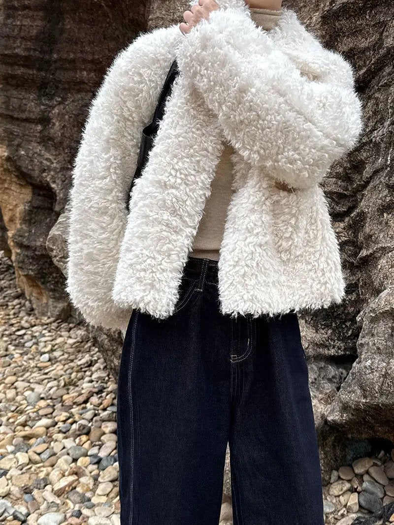 Lambswool Lapel Jacket Plush Fashion Hub