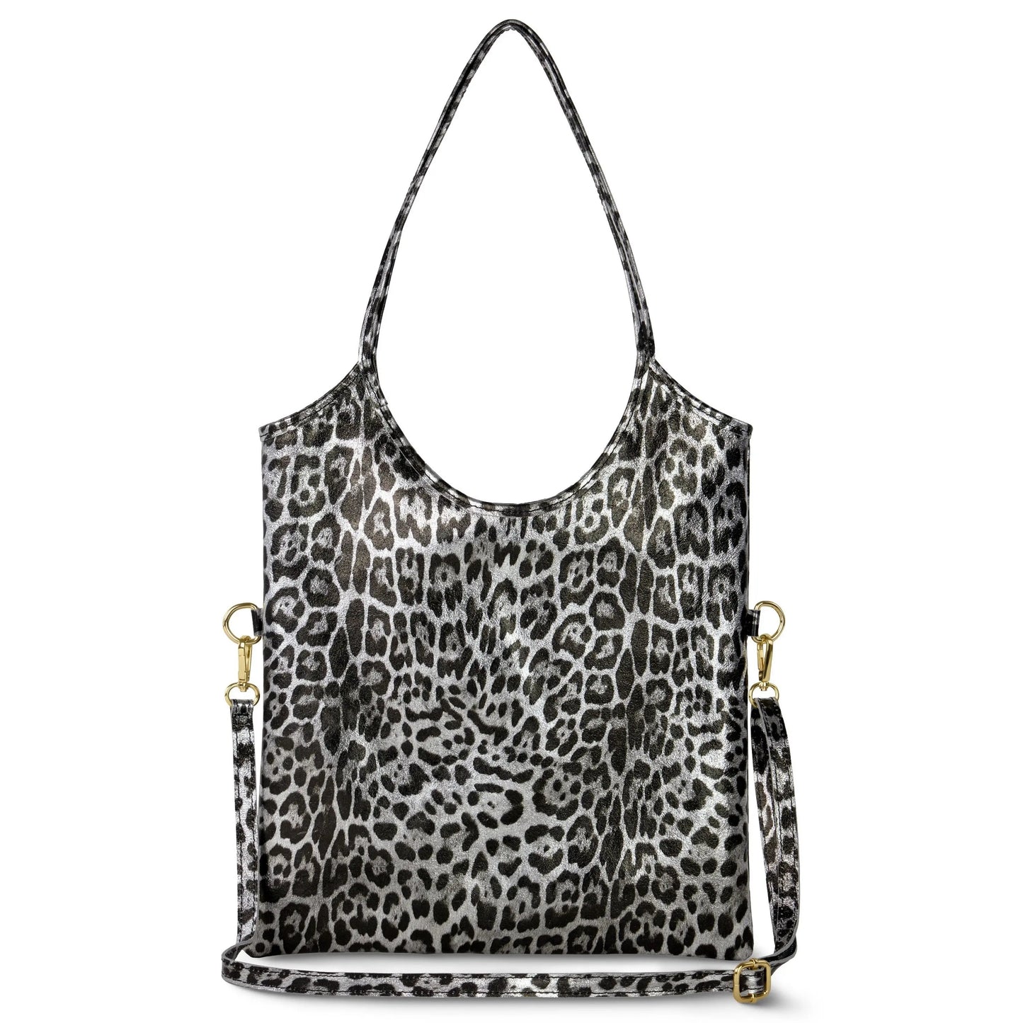 Leopard Metallic Suede Leather Tote Bag TAKEASY