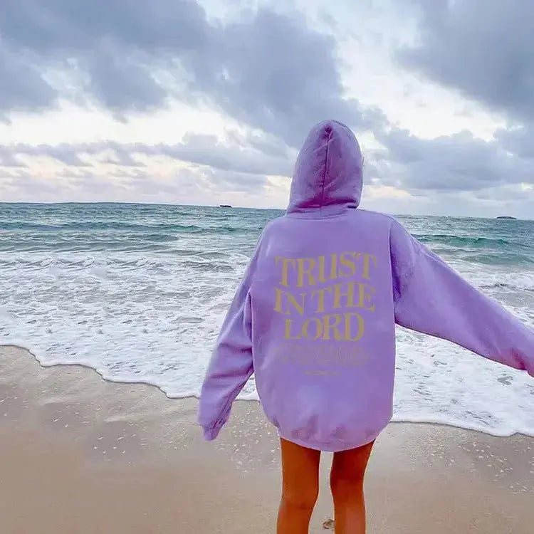Letter Printed Hoodie Sports Long Sleeve Hoodie - Plush Fashion Hub