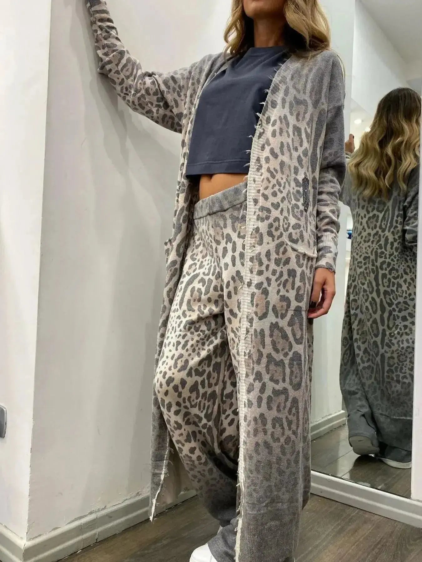 Long Sleeve Longline Outerwear and Pants Set - Plush Fashion Hub
