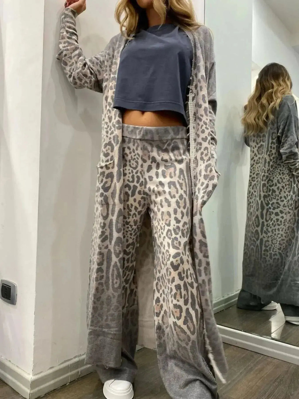 Long Sleeve Longline Outerwear and Pants Set - Plush Fashion Hub