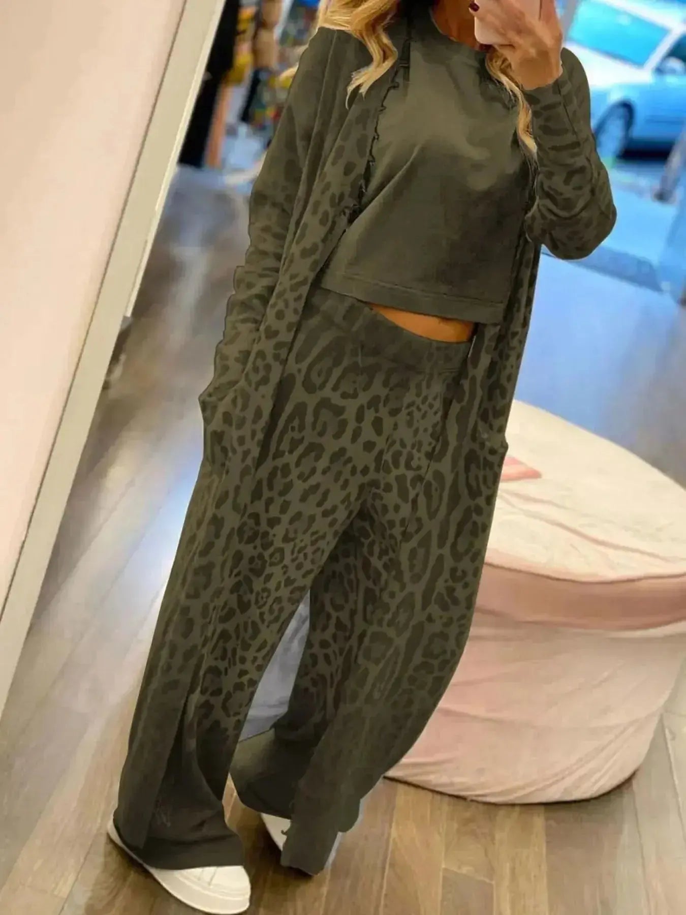 Long Sleeve Longline Outerwear and Pants Set - Plush Fashion Hub