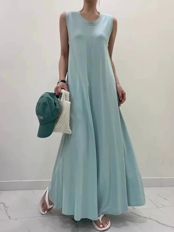 Long Solid Color Vest Dress Plush Fashion Hub