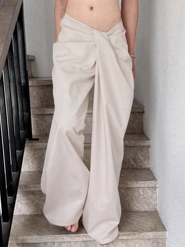 Loose Low Waist Regular Pleated Casual Pants Plush Fashion Hub
