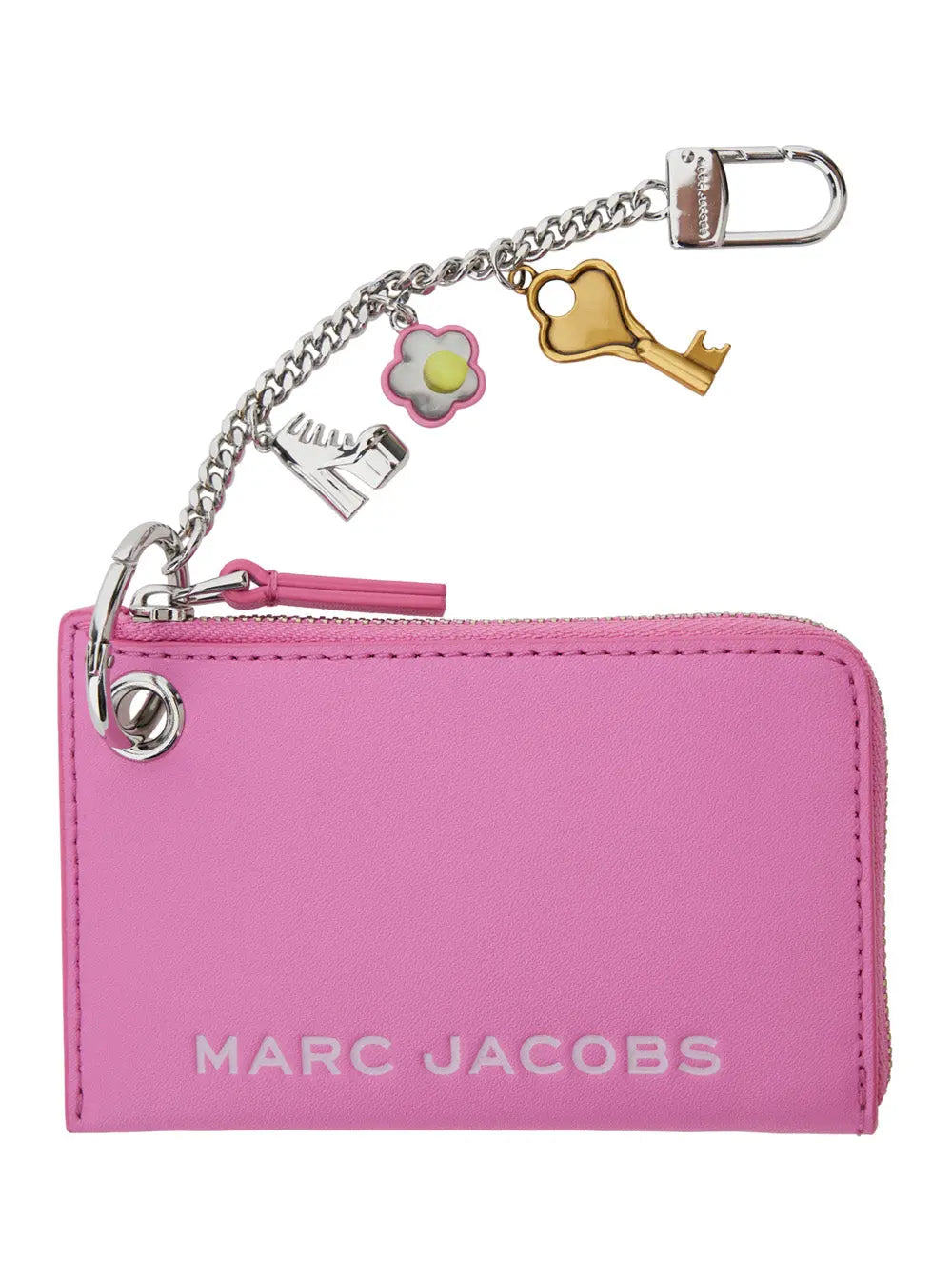Marc Jacobs Women 'The Coin Purse Charm' Pink Keychain With Logo Lettering On The Front And Charm Embellishments In Grained Leather Woman Luosophy