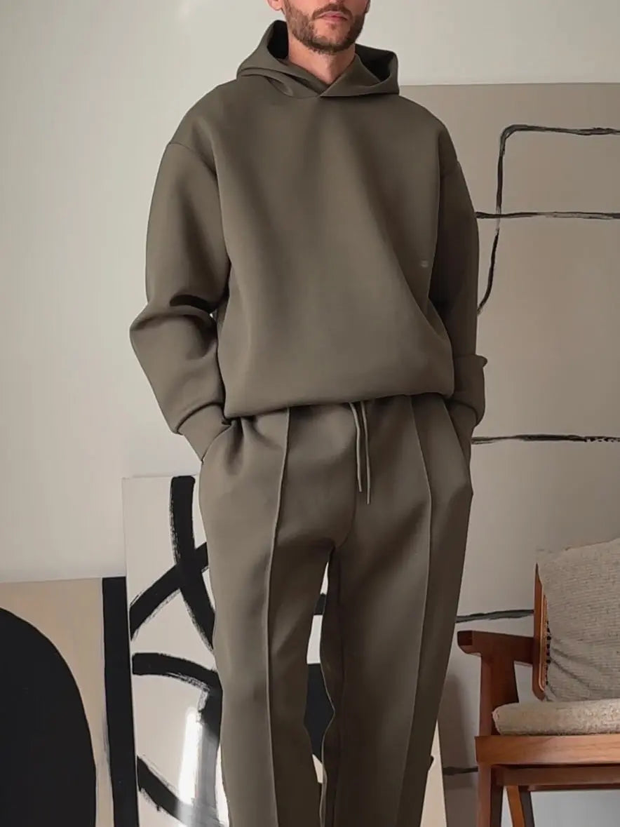 Men's Casual Hooded Sweatshirt & Elastic Waist Pants Set - Plush Fashion Hub
