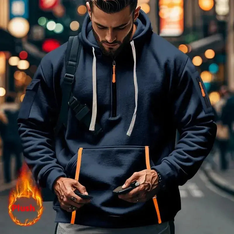 Men's Casual Multi-zipper Arm Pocket Sweatshirt - Plush Fashion Hub