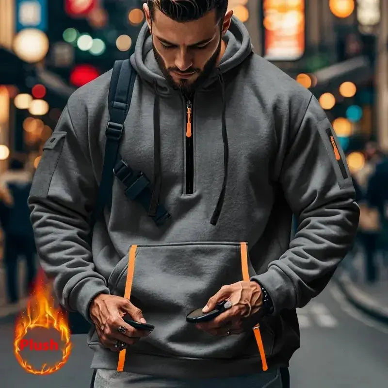 Men's Casual Multi-zipper Arm Pocket Sweatshirt - Plush Fashion Hub