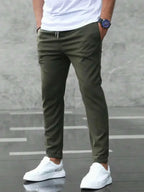 Men's Casual Pants With Pockets Fashion Slim Fit Drawstring Trousers - Plush Fashion Hub