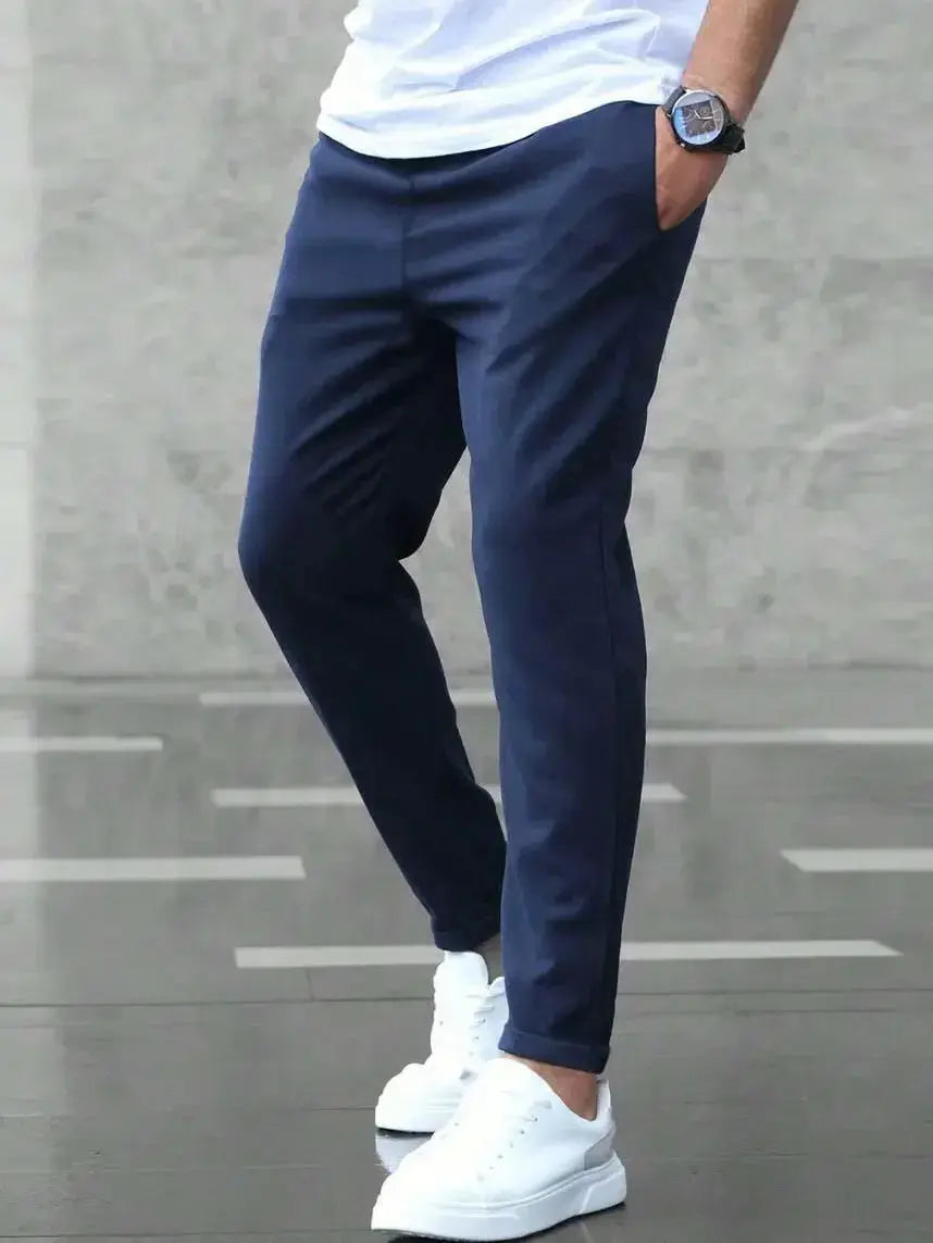 Men's Casual Pants With Pockets Fashion Slim Fit Drawstring Trousers - Plush Fashion Hub