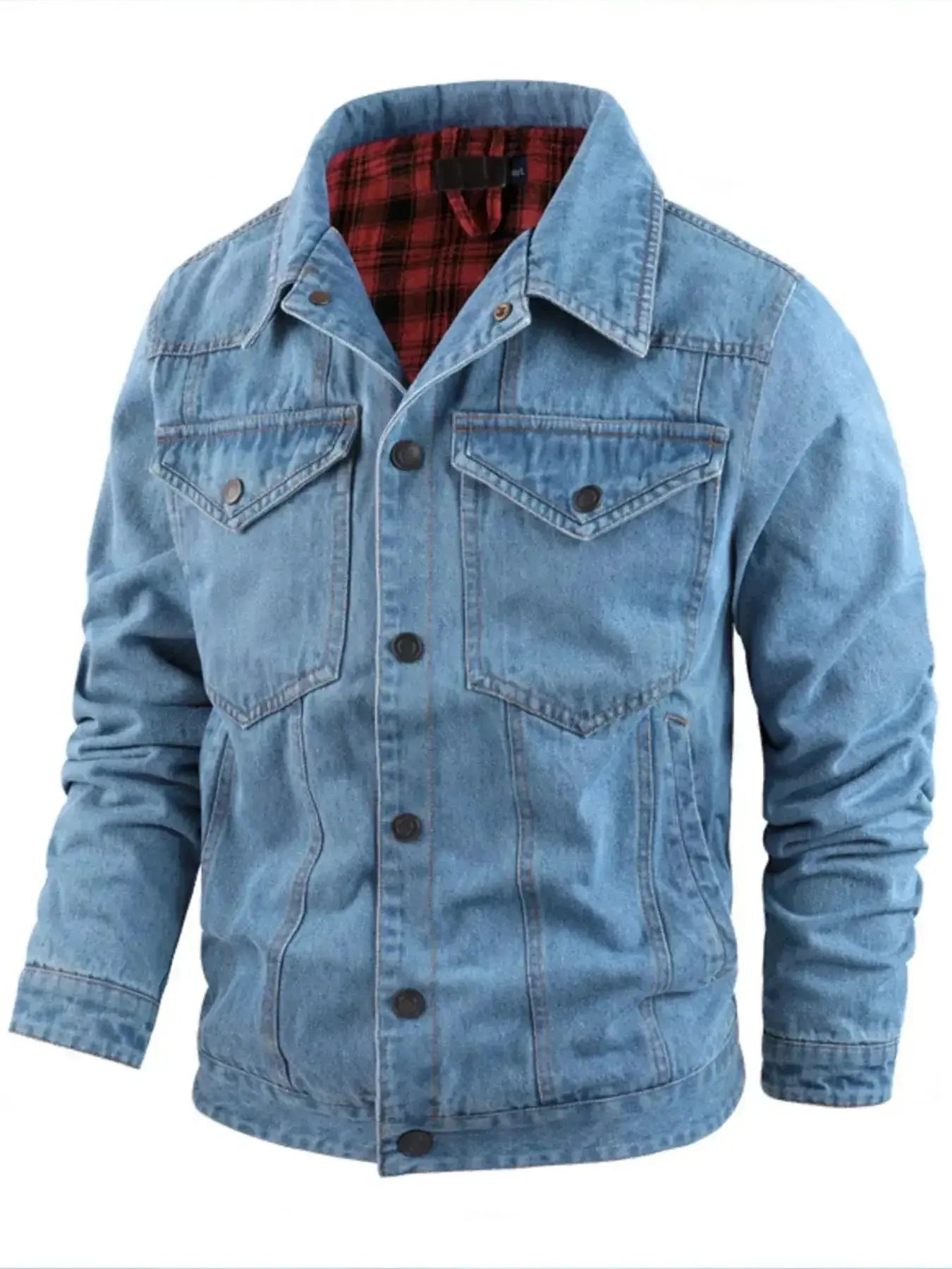 Men's Casual Snap Down Denim Jacket - Plush Fashion Hub