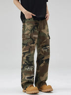 Men's Distressed Camouflage Cargo Pants - Plush Fashion Hub