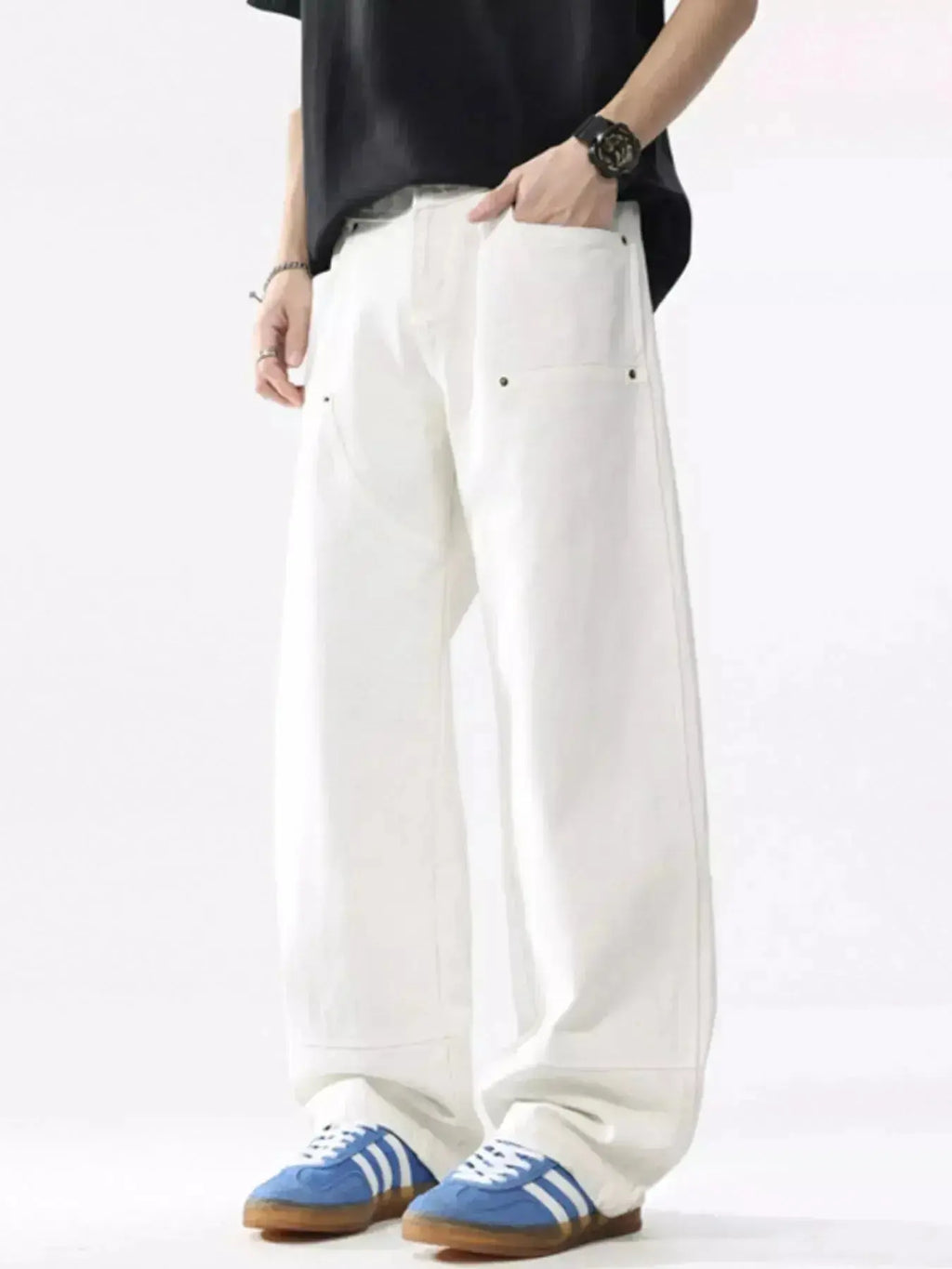 Men's Full Size Distressed Wide Leg Jeans Plus Size - Plush Fashion Hub