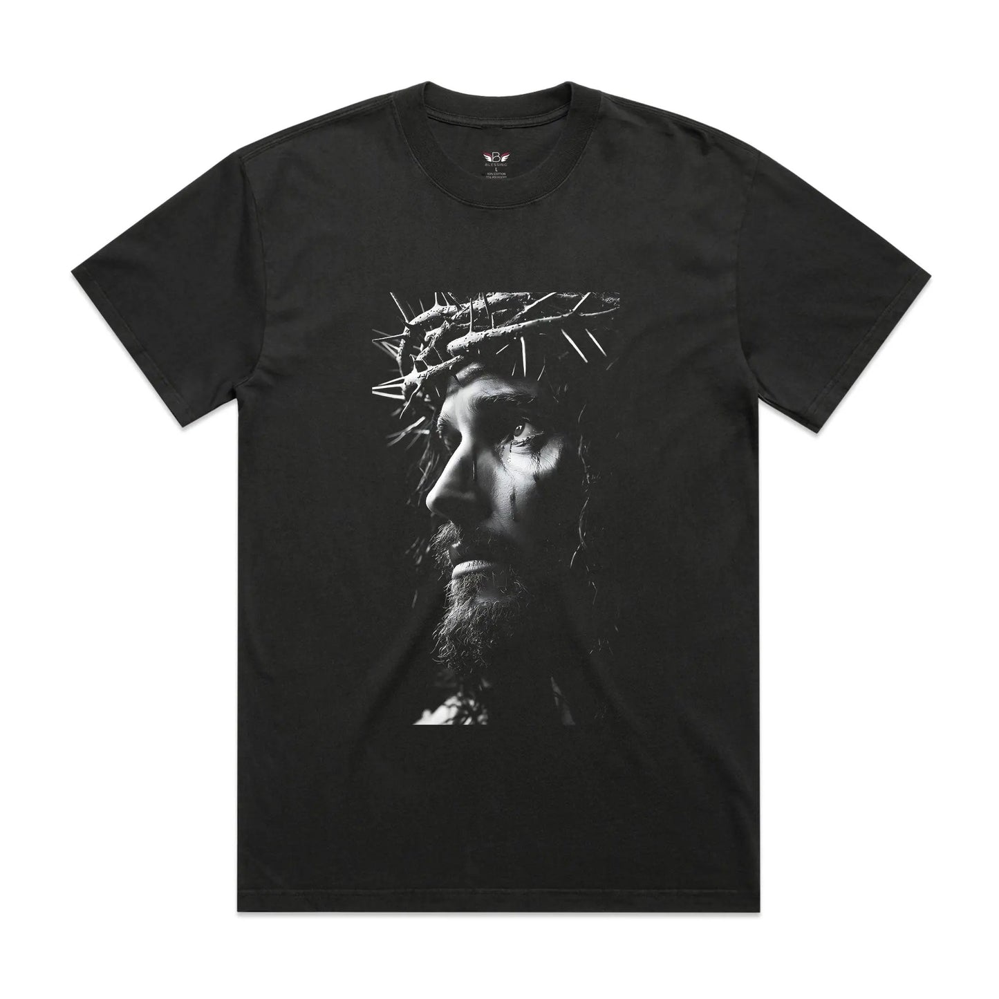 Men's Heavy Faded Tee Oversized Jesus Blessing Clothing