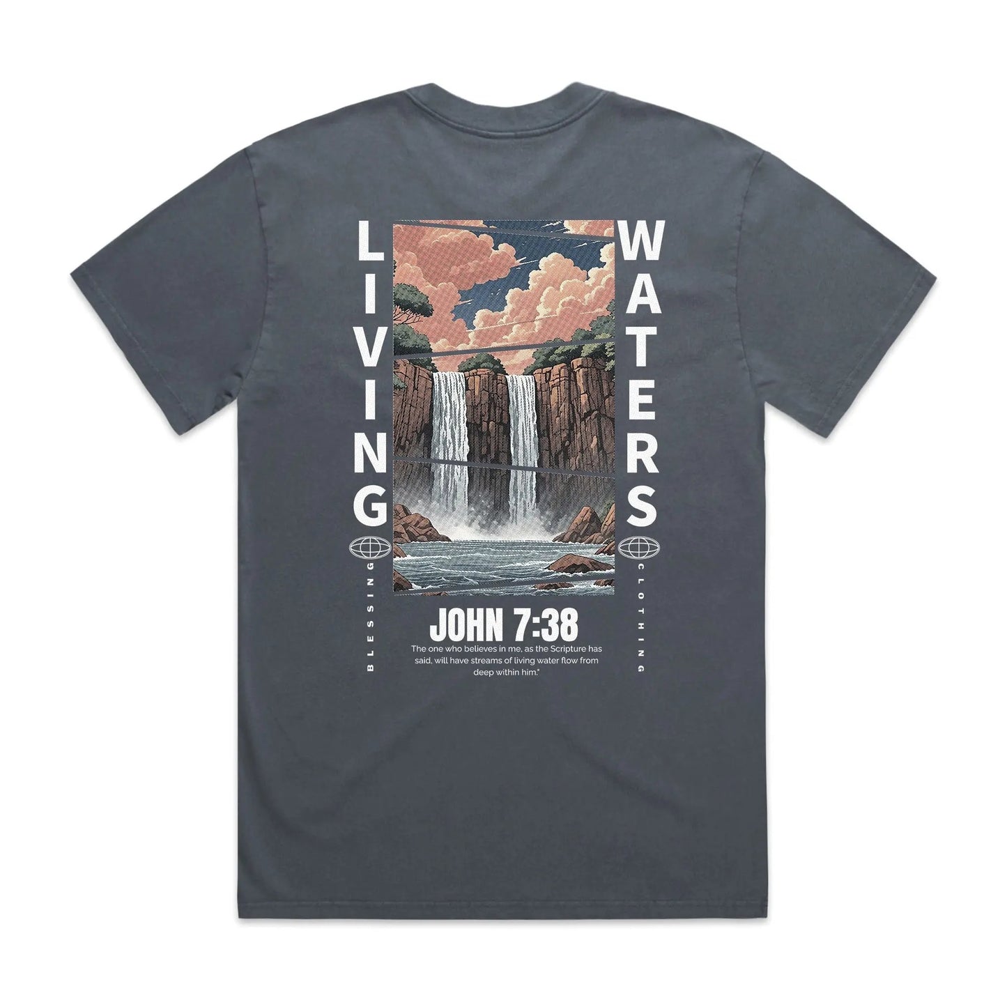 Men's Heavy Faded Tee Oversized Living Waters Blessing Clothing