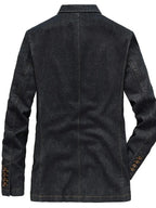 Men's Plus Size Lapel Collar Long Sleeve Denim Blazer - Plush Fashion Hub