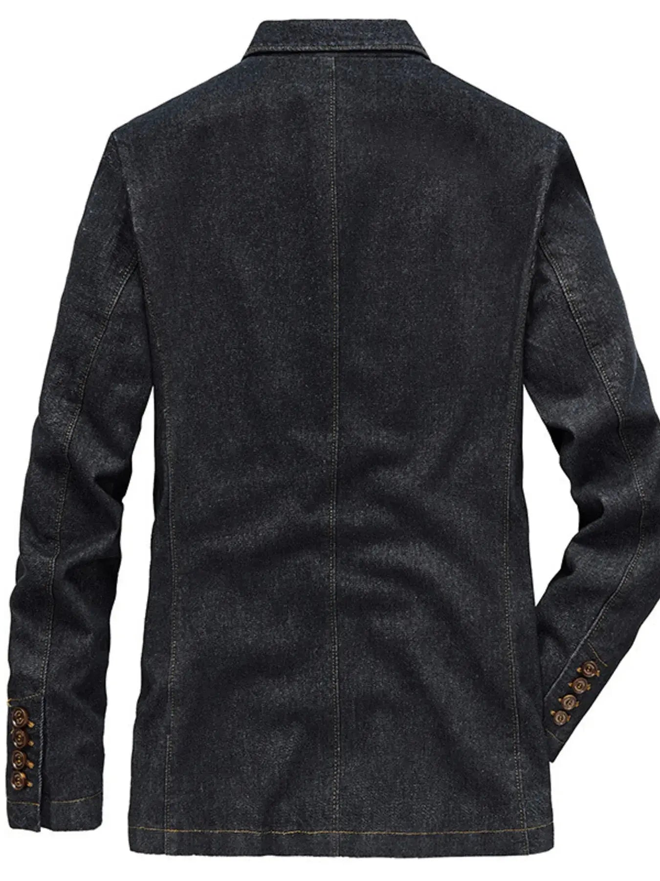 Men's Plus Size Lapel Collar Long Sleeve Denim Blazer - Plush Fashion Hub