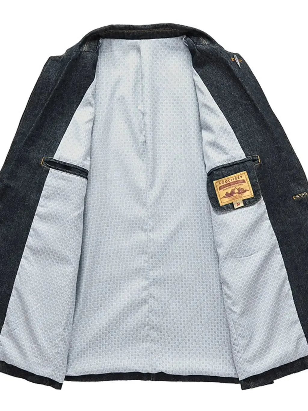 Men's Plus Size Lapel Collar Long Sleeve Denim Blazer - Plush Fashion Hub