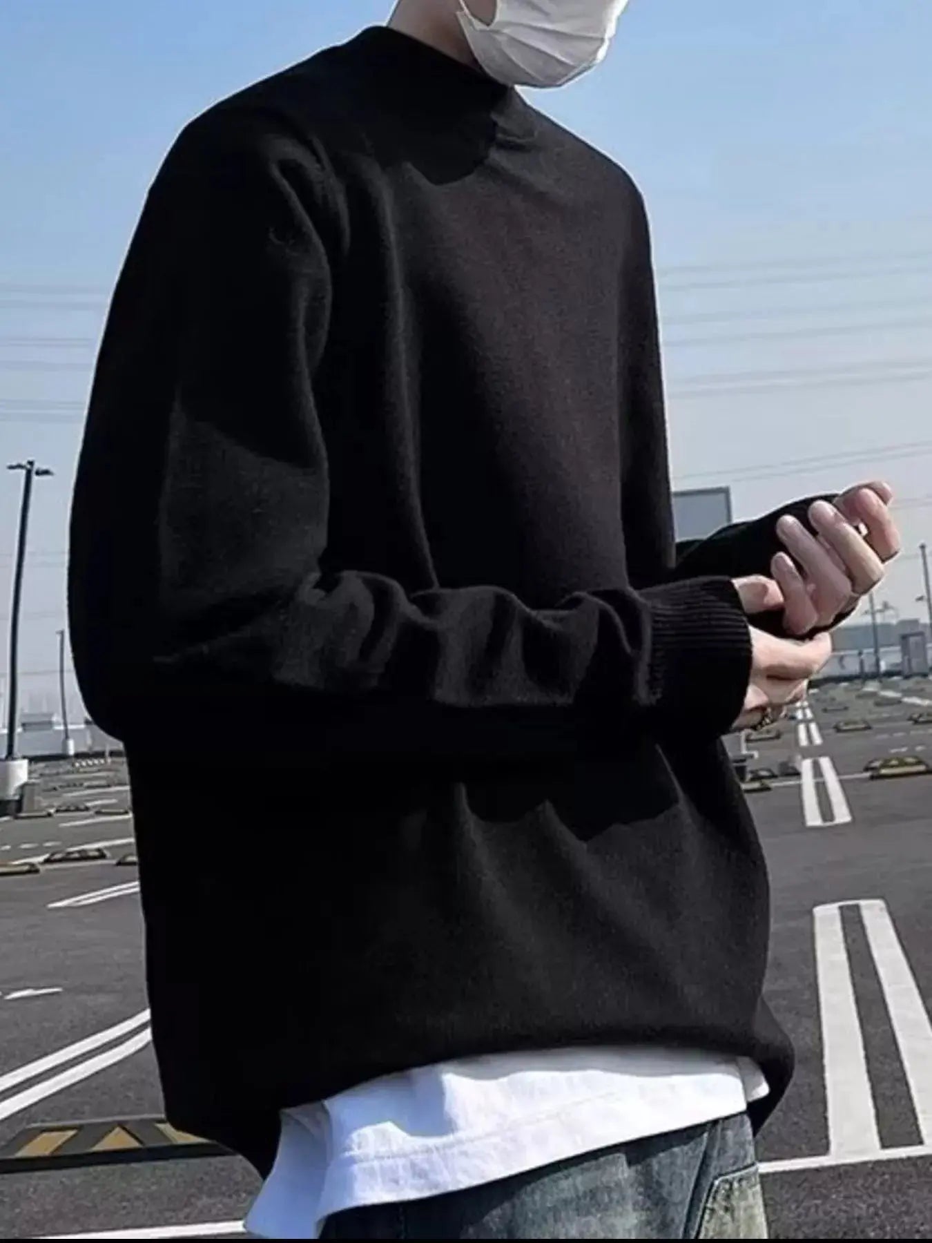 Men's Plus Size Mock Neck Long Sleeve Knit Top - Plush Fashion Hub