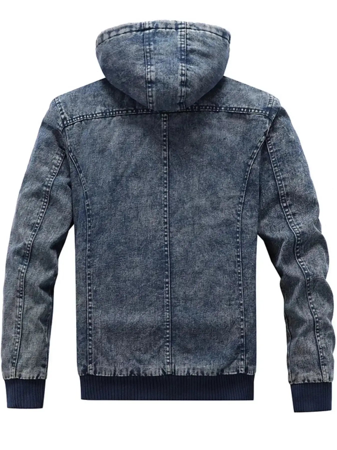 Men's Plus Size Zip Up Hooded Denim Jacket - Plush Fashion Hub