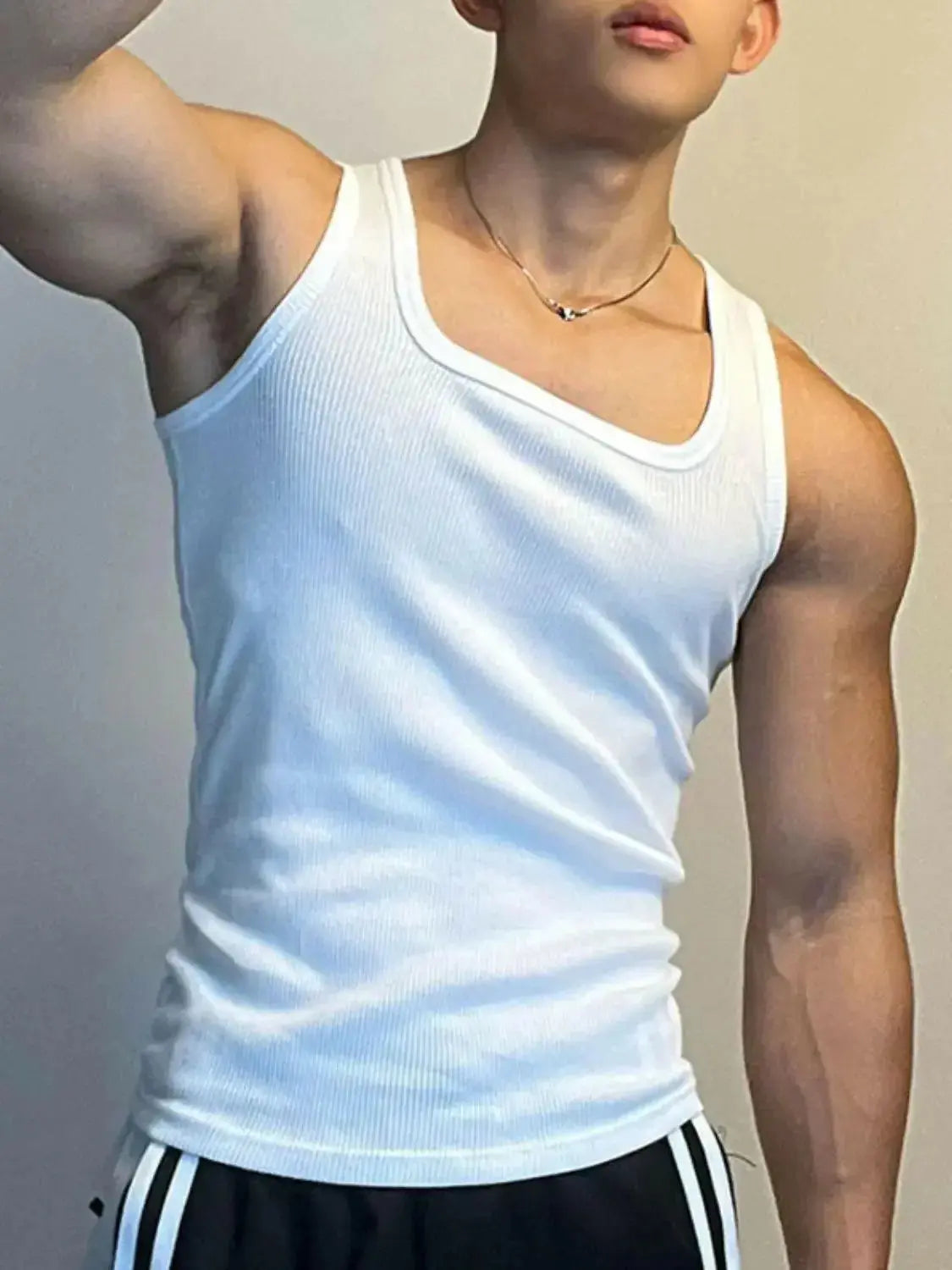 Men's Square Neck Wide Strap Tank - Plush Fashion Hub