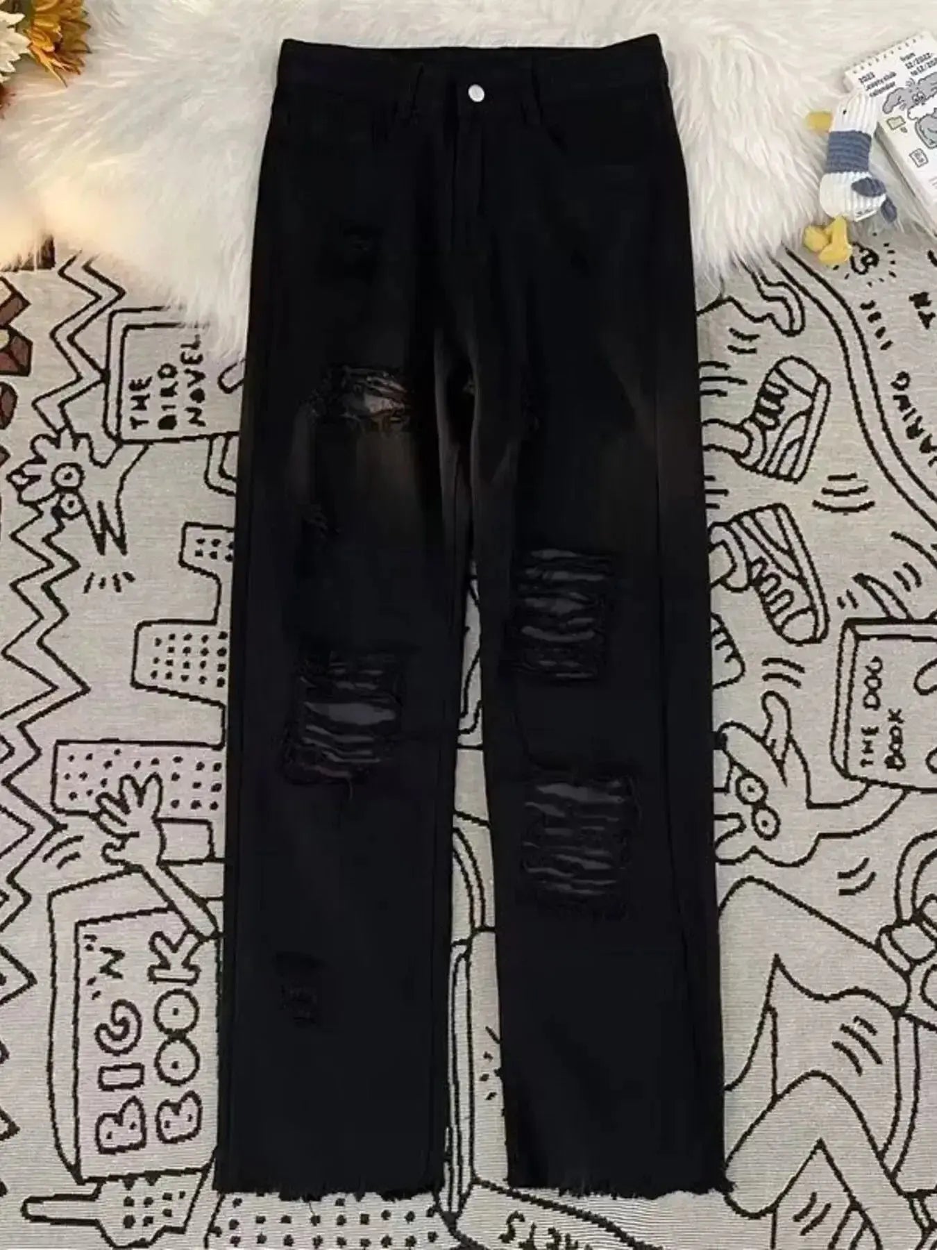 Men's Full Size Vintage Distressed Wide Leg Jeans Plus Size - Plush Fashion Hub