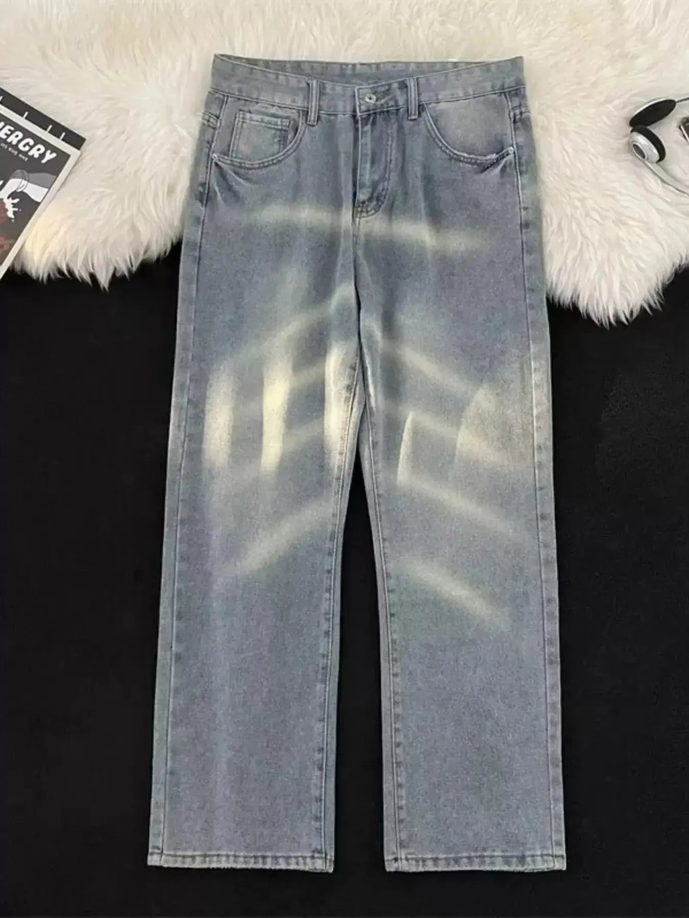 Men's Full Size Vintage Wash Wide Leg Jeans Plus Size - Plush Fashion Hub