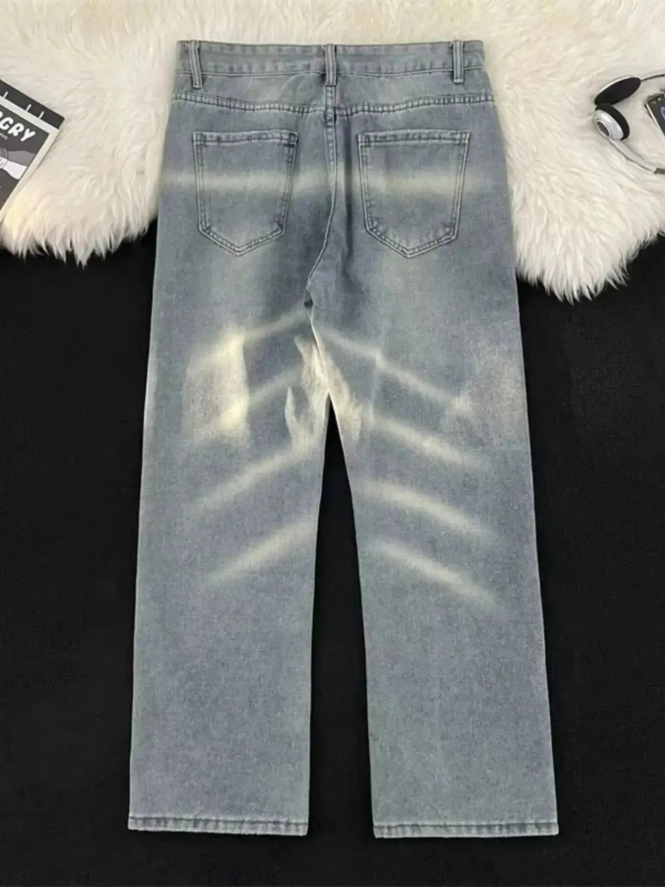 Men's Full Size Vintage Wash Wide Leg Jeans Plus Size - Plush Fashion Hub