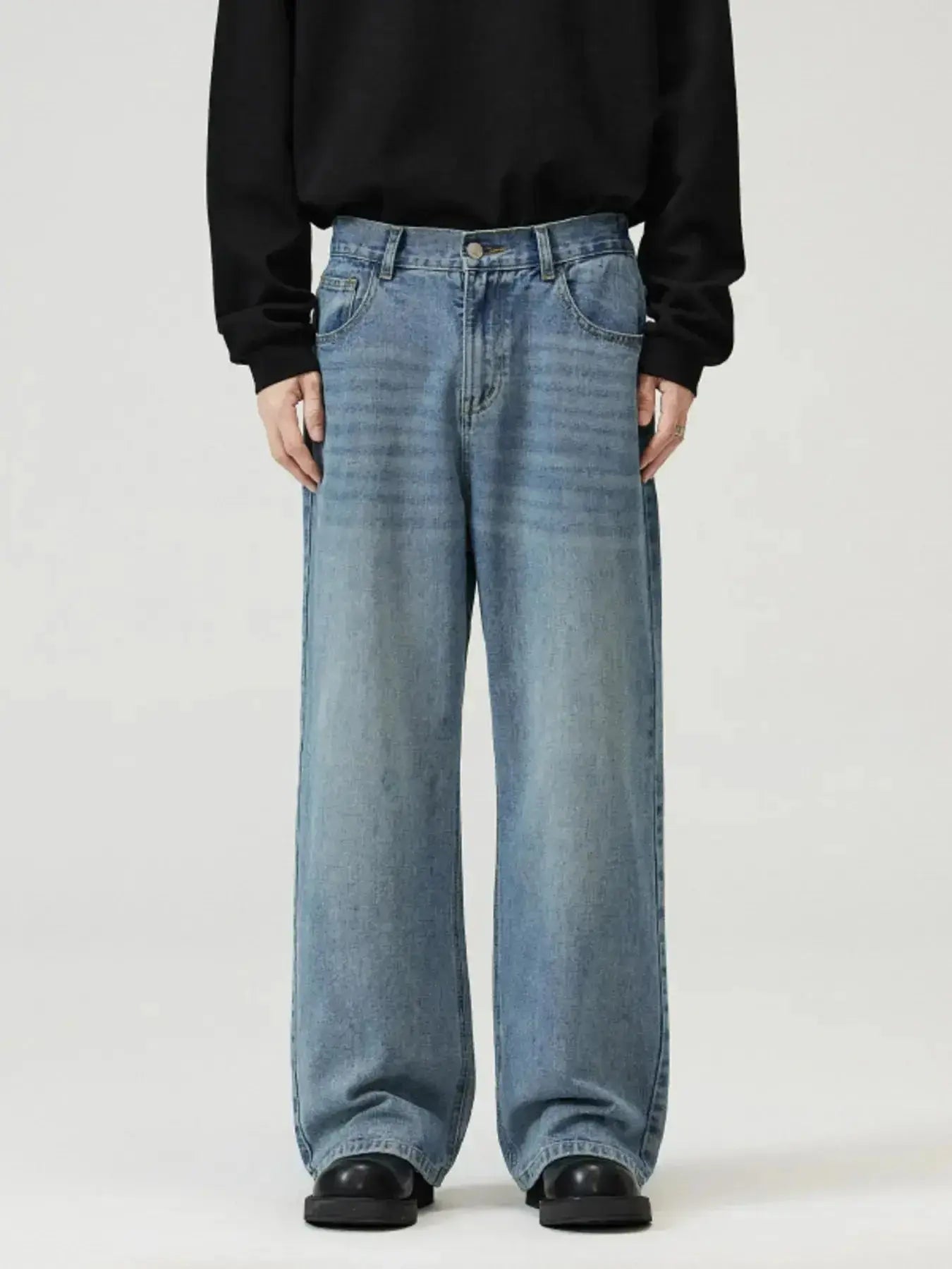 Men's Full Size Washed Straight Jeans Plus Size - Plush Fashion Hub