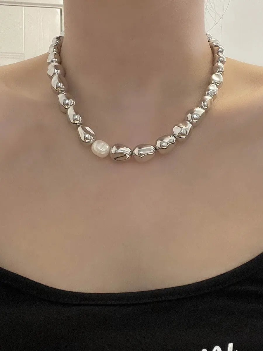 Metal Pearl Fashion Beaded Necklace PAINEVIDA