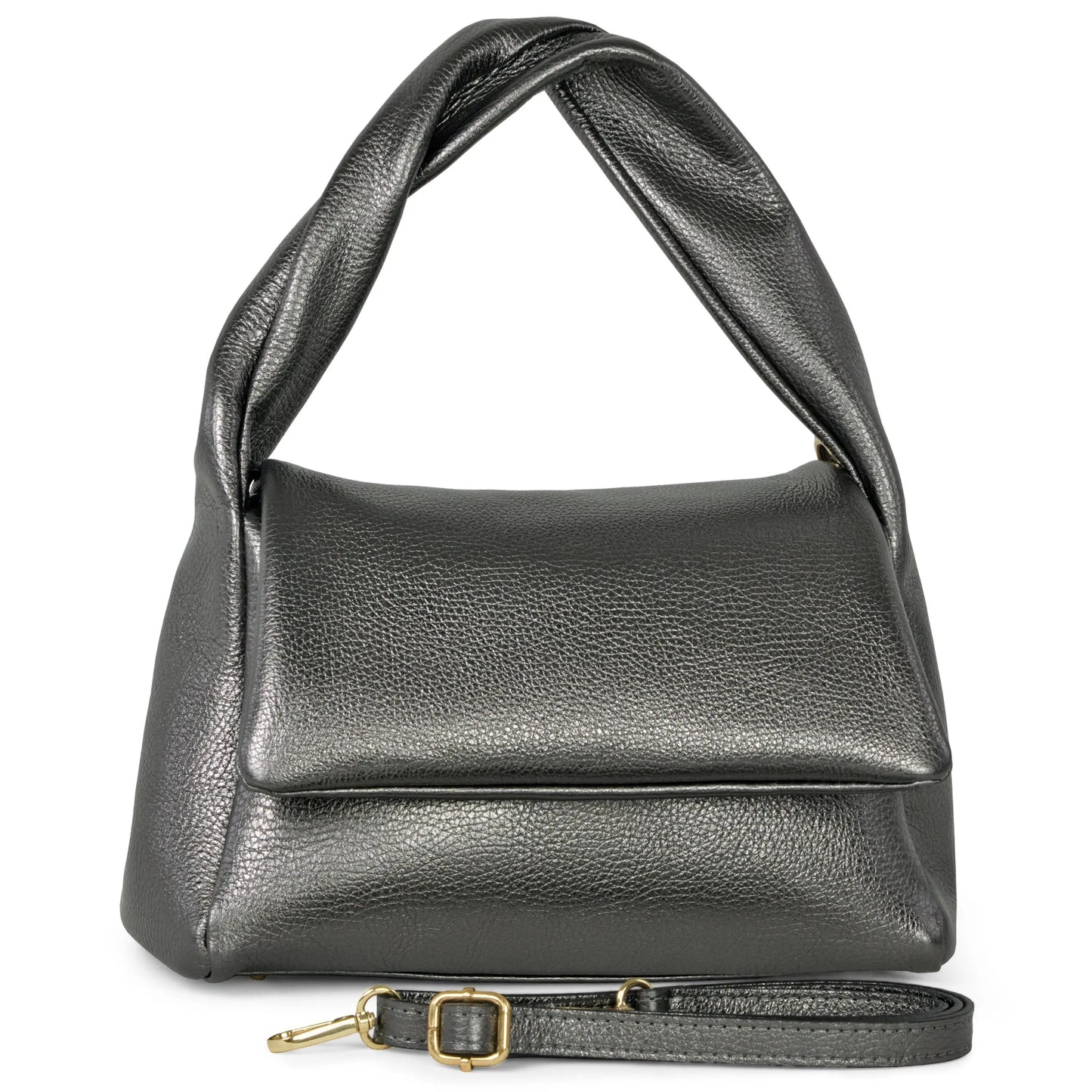 Metallic Calf Leather Top-Handle Bag TAKEASY