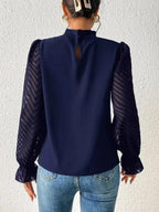 Mock Neck Flounce Sleeve Blouse - Plush Fashion Hub