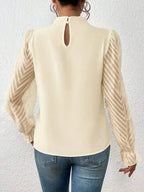Mock Neck Flounce Sleeve Blouse - Plush Fashion Hub