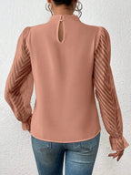 Mock Neck Flounce Sleeve Blouse - Plush Fashion Hub