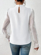 Mock Neck Flounce Sleeve Blouse - Plush Fashion Hub