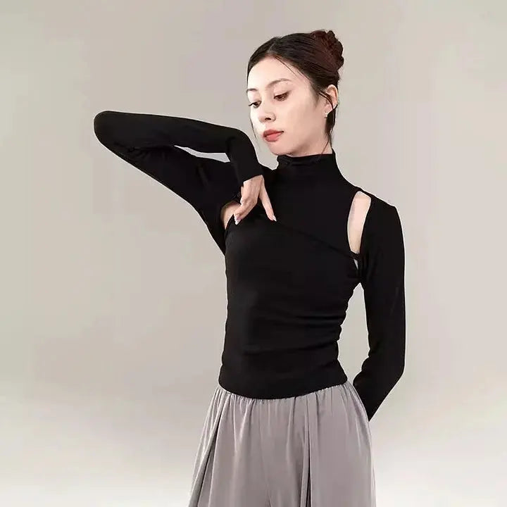 Modern Dance Spring  Long-Sleeve Activewear Attire  Bodywear. Plush Fashion Hub