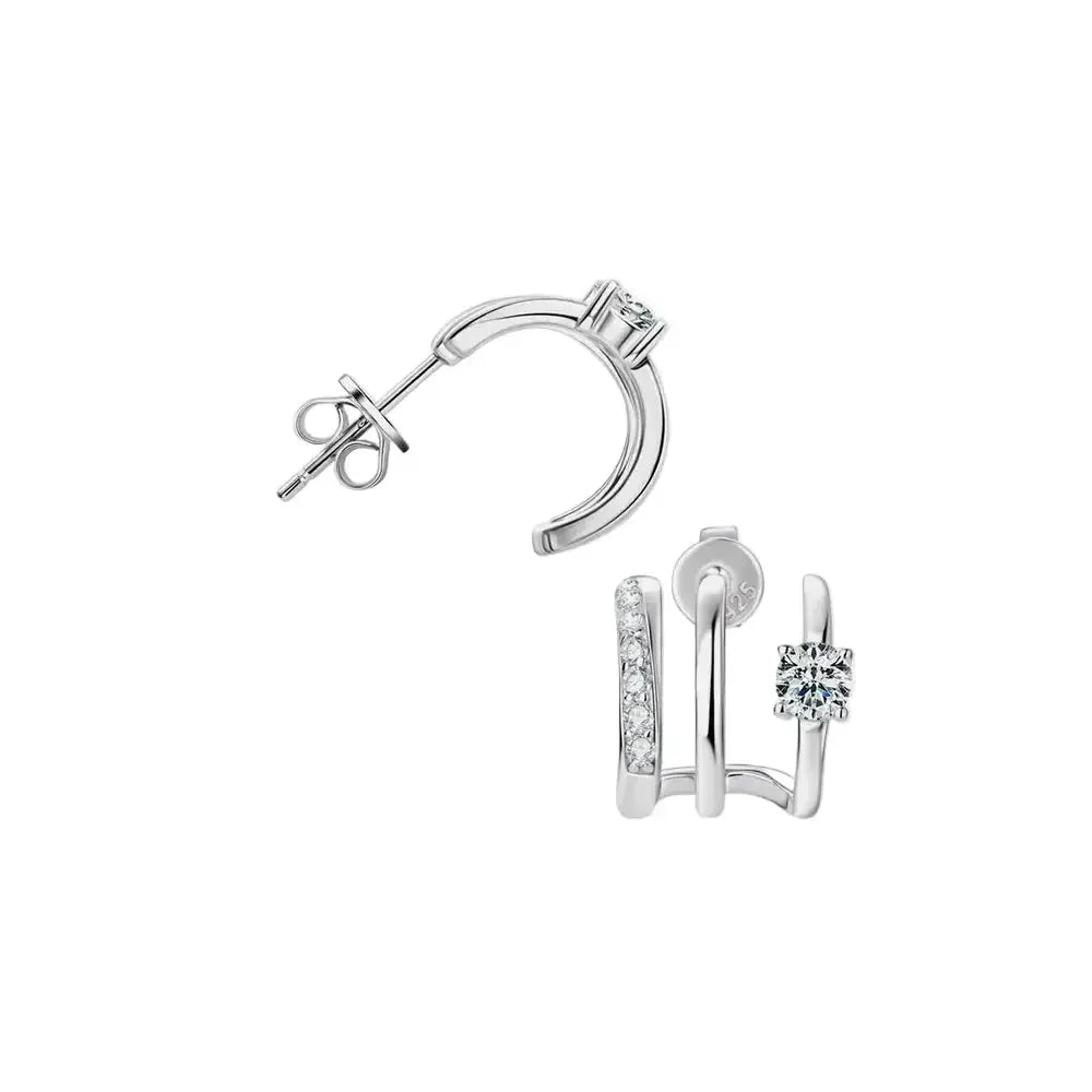 Moissanite 925 Sterling Silver Earrings - Plush Fashion Hub