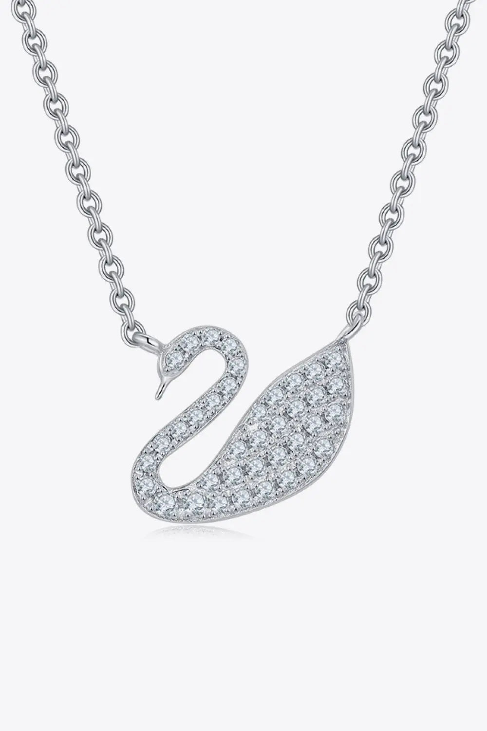 Moissanite Swan 925 Sterling Silver Necklace - Plush Fashion Hub