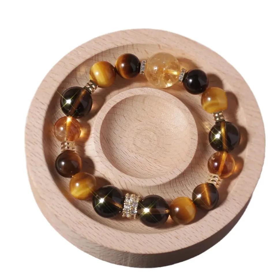Natural Yellow Tower Crystal Gold Tiger Eye Stone Yellow Crystal Bracelet Plush Fashion Hub