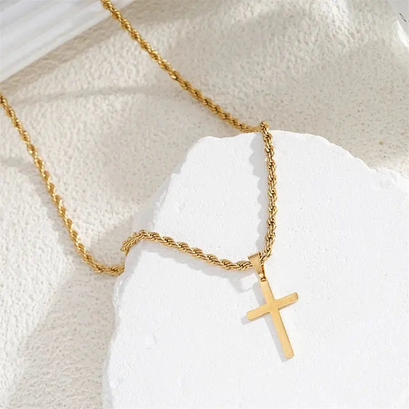 New Cross Pendant Necklace for Men Women Minimalist Gold Jewelry Plush Fashion Hub
