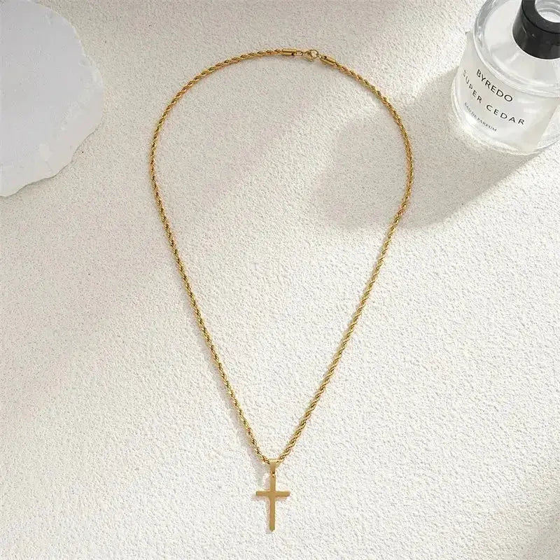New Cross Pendant Necklace for Men Women Minimalist Gold Jewelry - Plush Fashion Hub