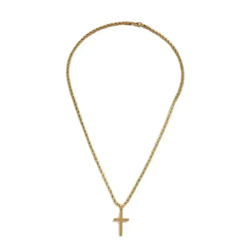 New Cross Pendant Necklace for Men Women Minimalist Gold Jewelry - Plush Fashion Hub