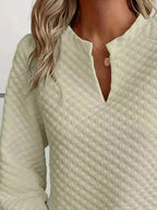 Notched Raglan Sleeve Sweatshirt - Plush Fashion Hub