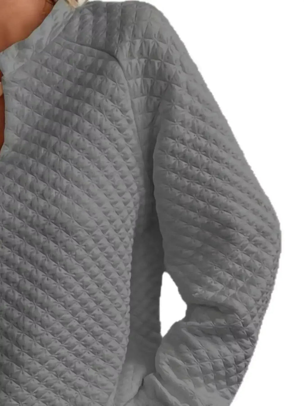 Notched Raglan Sleeve Sweatshirt - Plush Fashion Hub