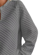 Notched Raglan Sleeve Sweatshirt - Plush Fashion Hub