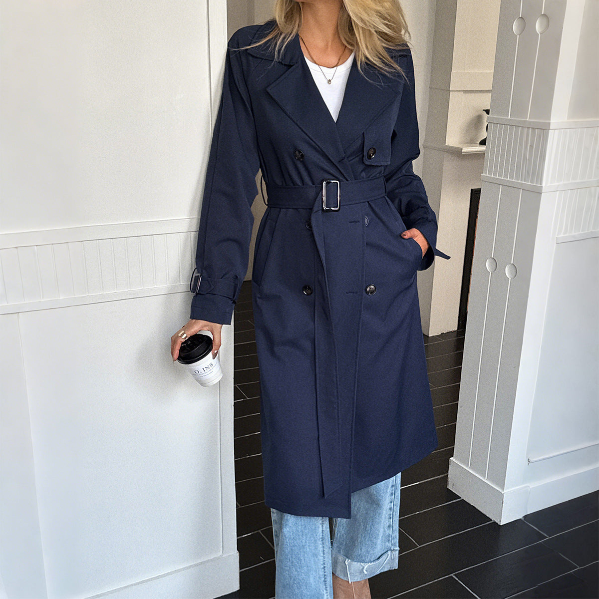 Vacation Solid Color Long Sleeved Overcoat Coat Women Clothing Autumn Winter Perfecsy