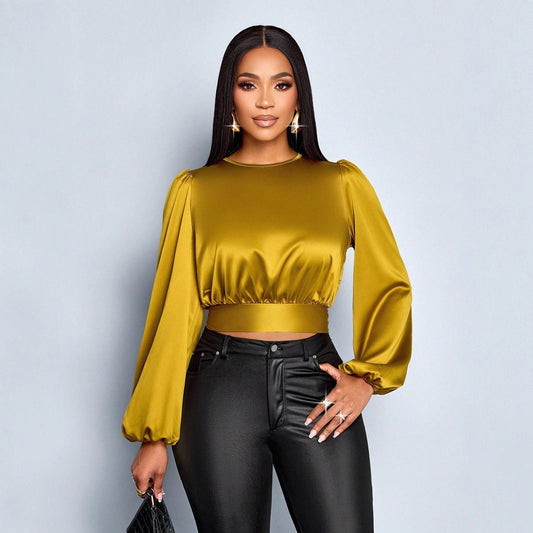 Women Clothing Fall Satin Satin Shirt Sexy Leopard Print Top Shirt Bella Mia