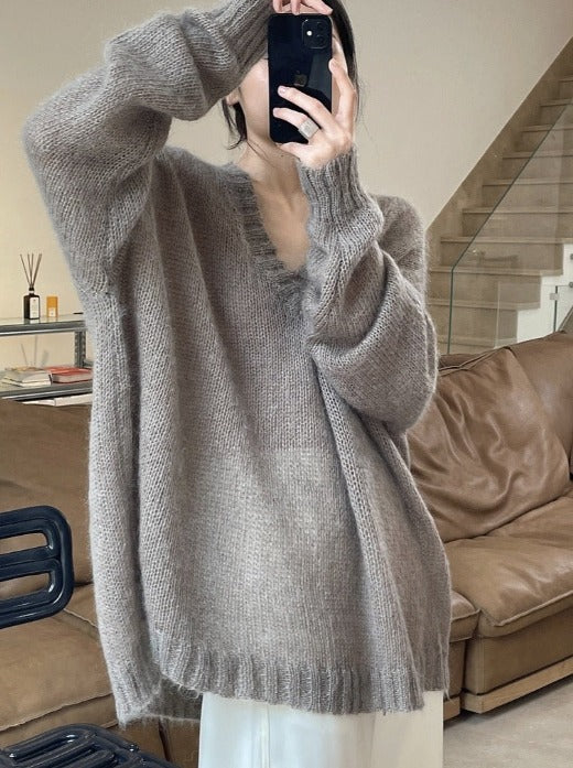 Mohair Loose Thin Hollowed Knit Sweater Plush Fashion Hub