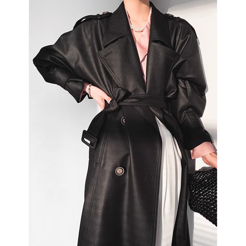 Old British Double-breasted Mid-length Trench Coat Plush Fashion Hub