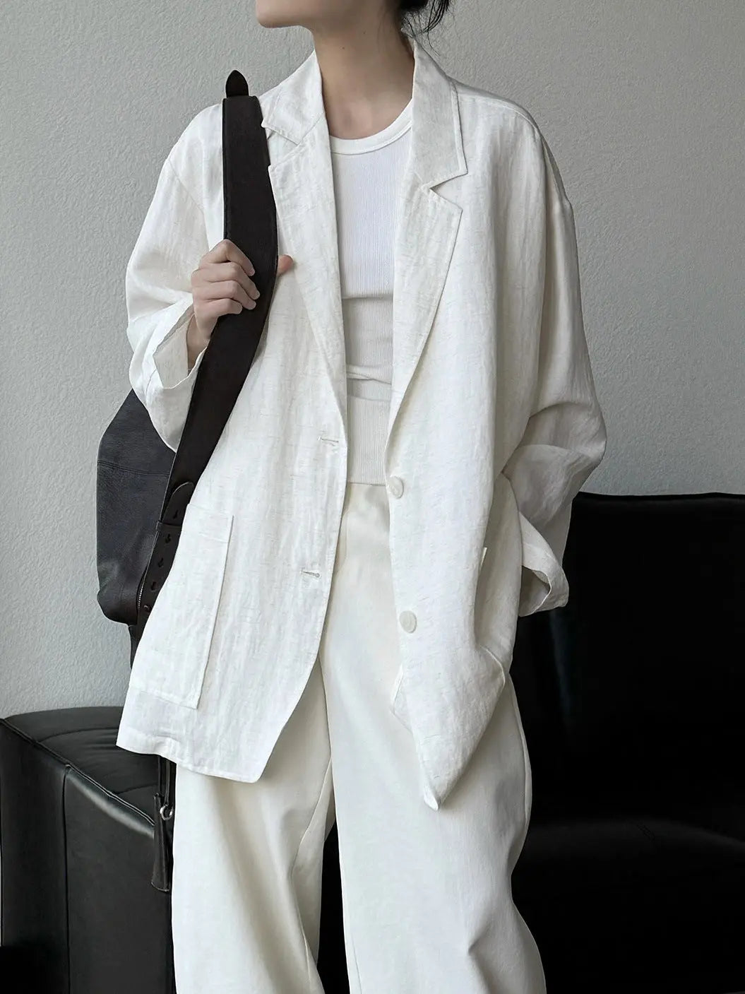 Old Money Style Tencel Linen Suit Loose Jacket Plush Fashion Hub